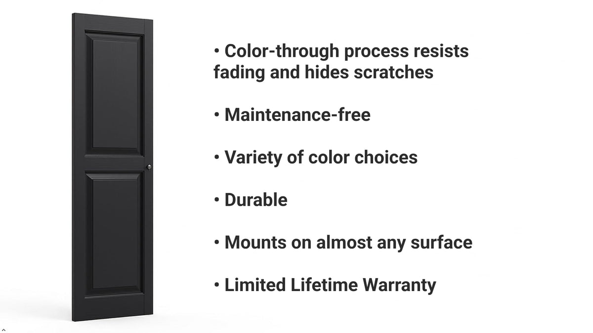 Polaris Homeside Raised Panel Vinyl Shutters (1 Pair) 14-1/2in. x 55in. - 050 Black