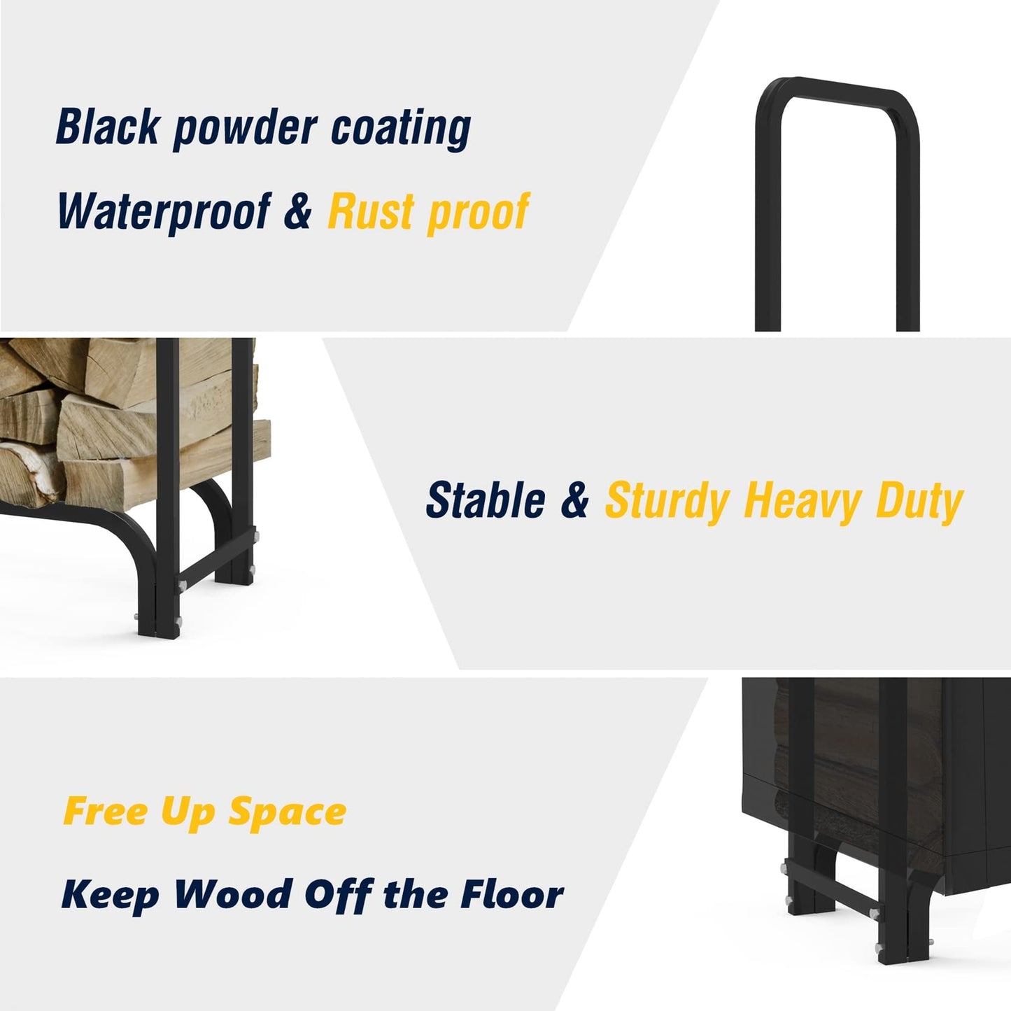 WALMANN 4ft Firewood Log Rack with Cover Outdoor, Heavy Duty Firewood Rack