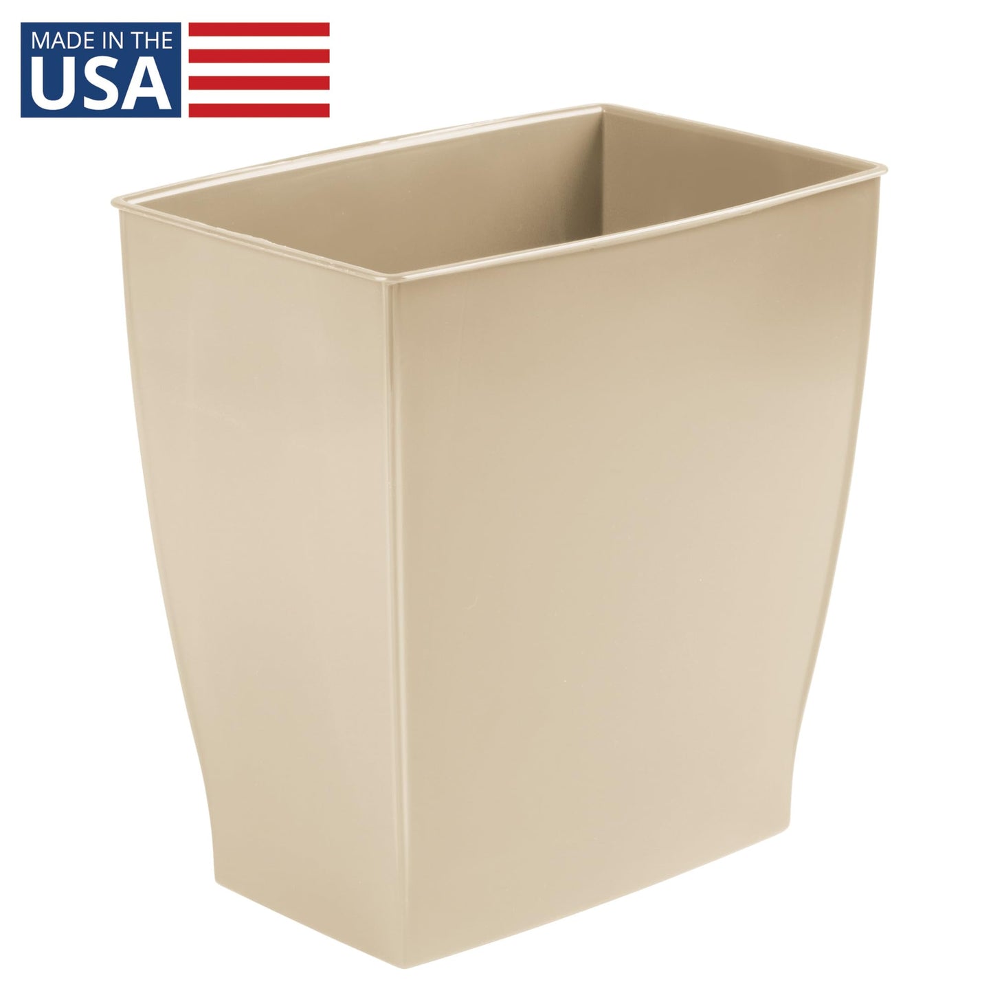 iDesign Small Plastic Bathroom Trash Can, Slim Rectangle Garbage Bin for Bedroom, Office, Dorm, Brown