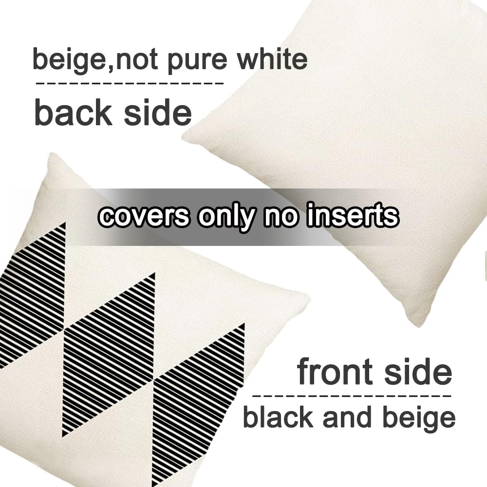 RABUSOFA Outdoor Pillows Waterproof,18x18 inch Black and White Throw Pillows Boho Set of 4 for Patio Furniture,Sunbrella Outdoor Pillow Covers for Couch(2W-18) (no Insert)