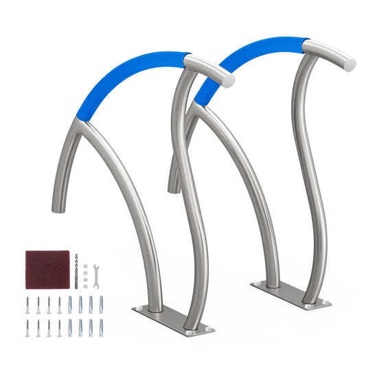 VEVOR Pool Handrail, 2 PCS 30x30 in Railing, Stainless Steel with Base Plate for Indoor/Outdoor, Safety Railing for Decks, Rust-Proof Grab Bar w/Grip Cover & Accessories for Spas