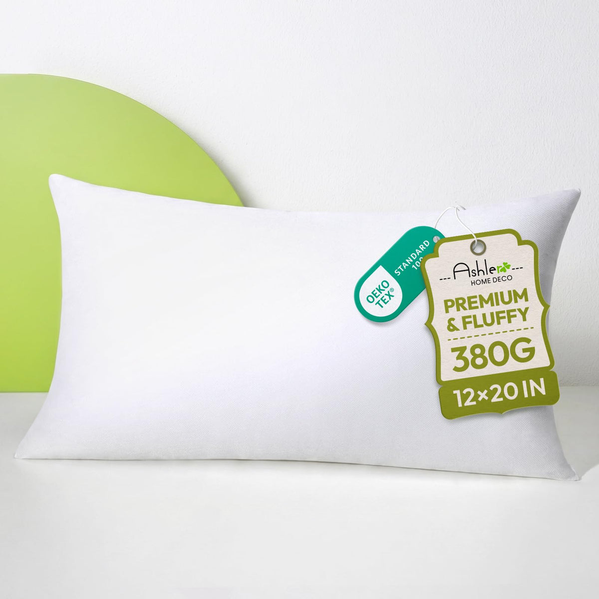 Ashler 12x20 Throw Pillow Inserts, Hypoallergenic Lumbar Pillows