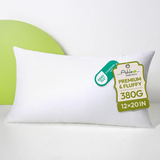 Ashler 12x20 Throw Pillow Inserts, Hypoallergenic Lumbar Pillows