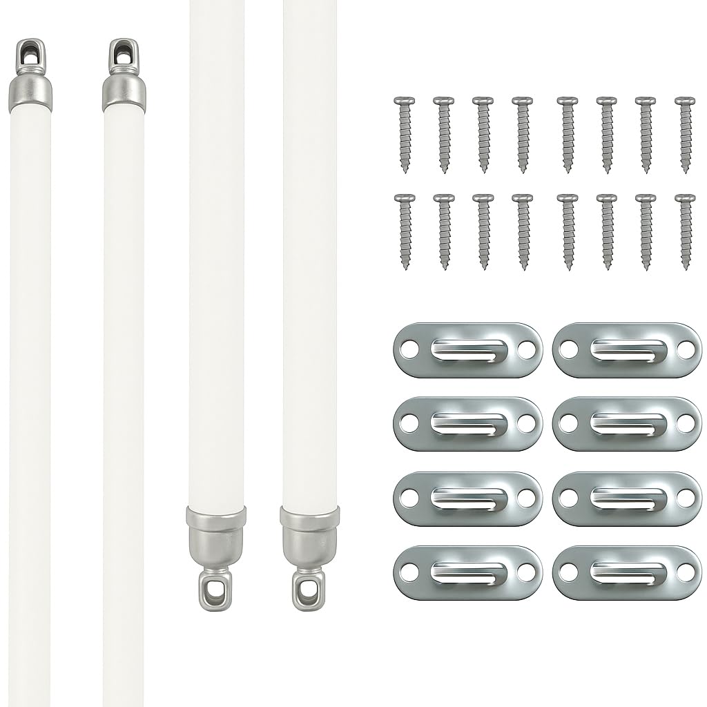 Swivel End Sash Curtain Rods 5/16-Inch 2 Rods per Pack (Adjustable Width, OFF-White w/Nickel Ends) by Castellanos (12-21)