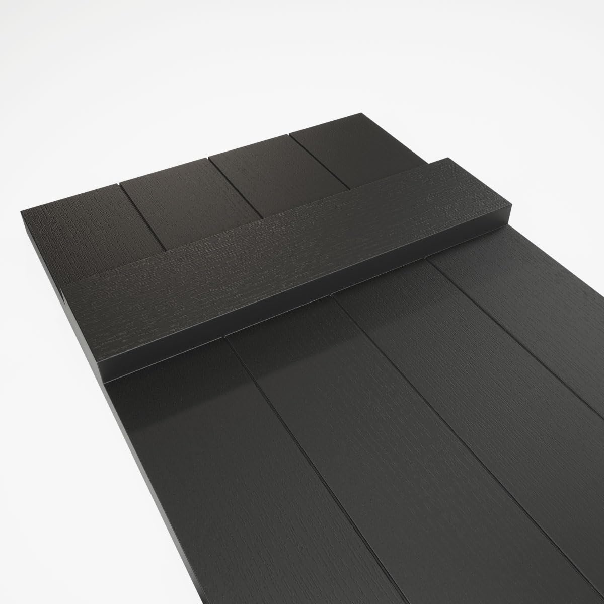 Ekena Millwork Lifetime Vinyl LJ4S14X05900BL Standard Four Board Joined, Board-n-Batten Vinyl Shutters, w/Installation Shutter-Lok's & Matching Screws (Per Pair), 14"W x 59"H, Black