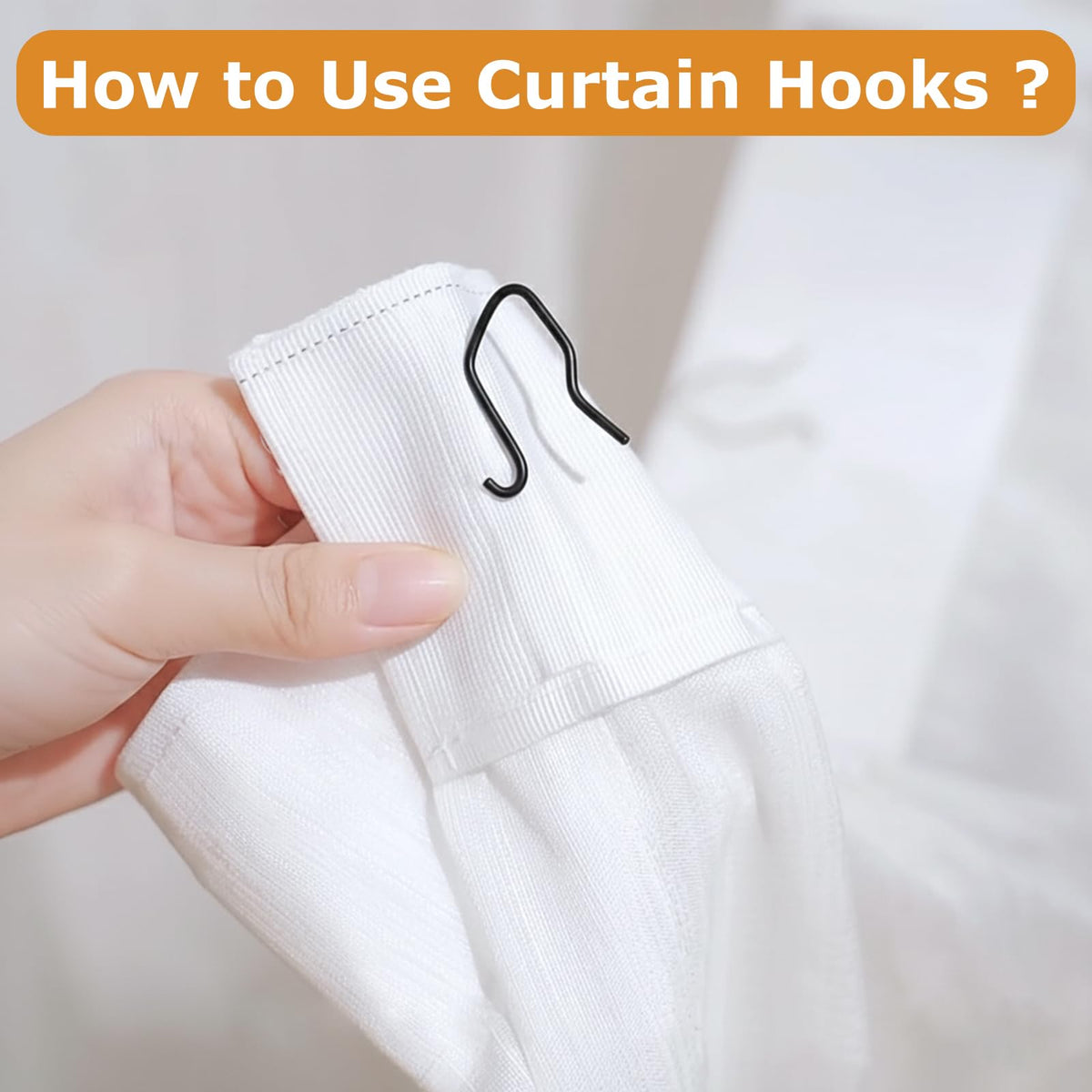 100 Pack Black Metal Curtain Hooks Pin-On Drapery Hooks,Suitable for Window,Door,Shower Curtain