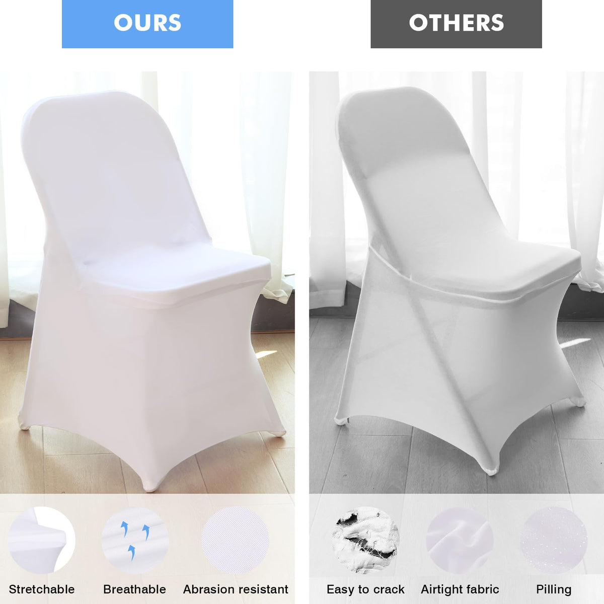 Fixwal 36 Pcs White Folding Chair Covers Spandex Stretch Slipcover