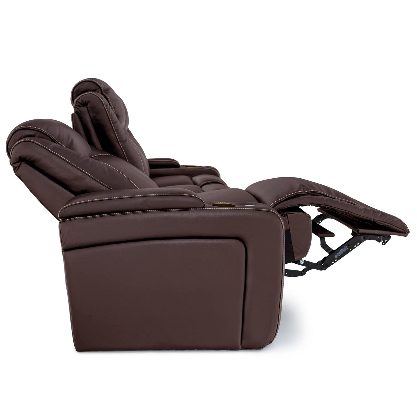 Seatcraft Concerto Home Theater Seating Brown Sofa with Fold Down Table