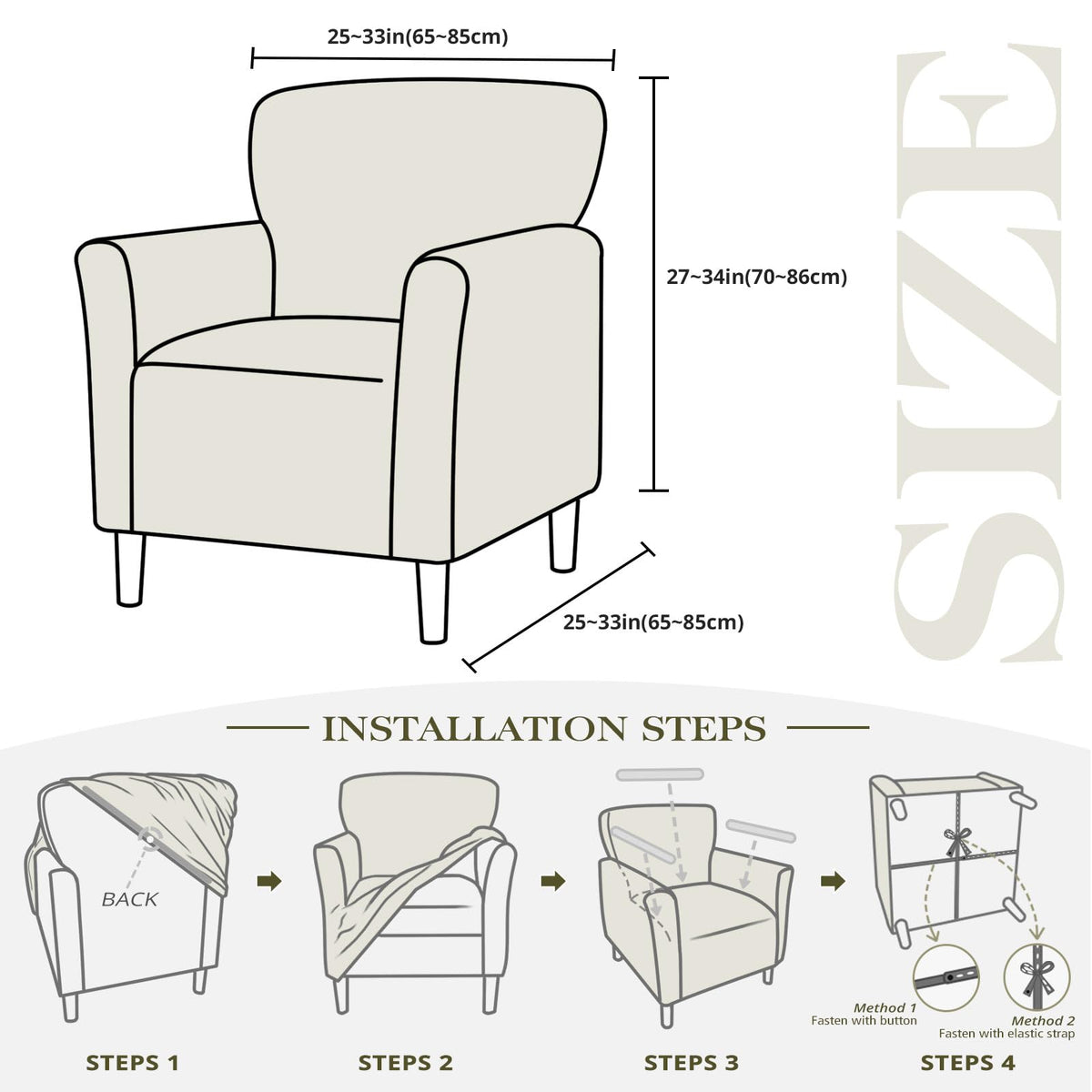 NICEEC Stretch Accent Chair Cover Armchair Water Repellent Arm Chair Covers
