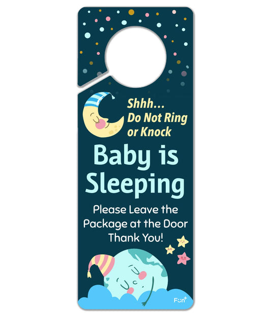 Funplus Baby Sleeping Sign - Do Not Knock or Ring - Plastic Door Knob Hanger Sign