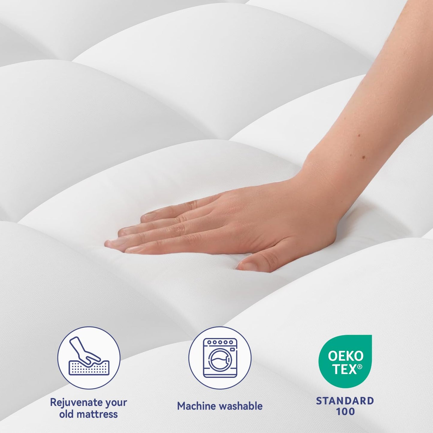 ELEMUSE Cal King Mattress Topper for Back Pain, Extra Thick Mattress Pad Cover, Plush Soft Pillowtop with Elastic Deep Pocket, Overfilled Down Alternative Filling