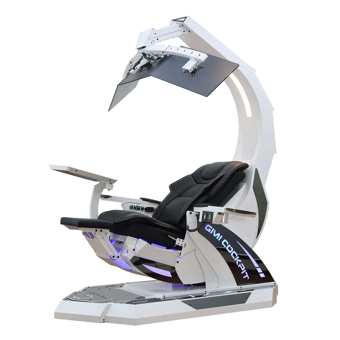 GIMI COCKPIT Imperator GM-520 Zero Gravity Reclining Workstation Computer Gaming Chair Gaming Cockpit for Works, Office (5-Monitor Brackets, White)