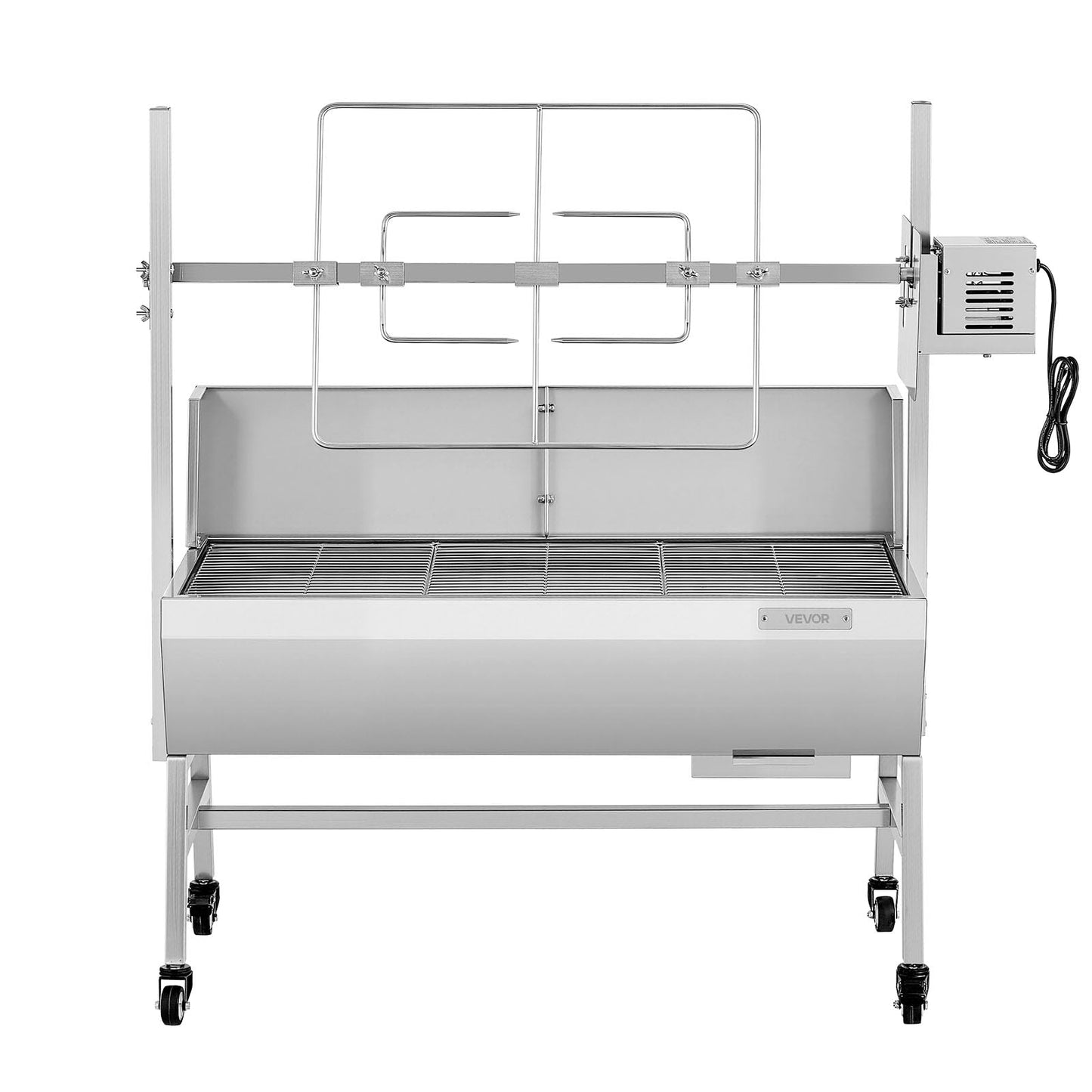 VEVOR Rotisserie Grill, 37in BBQ Outdoor Pig & Lamb Spit Roaster, Charcoal Spit Roaster with 132 LBS Load Capacity & 7-Level Height, Stainless Steel Electric Rotisserie Grill Kit for Camping Outdoor