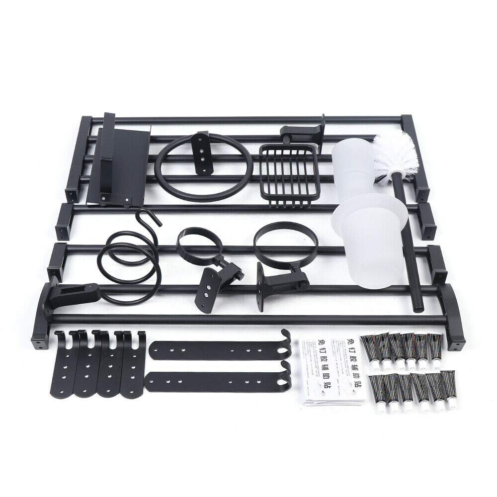 Aluminum Bathroom Hardware Set, 9-Piece Bath Accessories Set Wall Punched for bathroom, Toilet etc