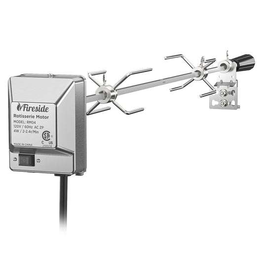 TURBRO Stainless Steel Rotisserie Kit for Gas Grills with A Cookbox up to 39’’ - Includes 4W Electric Motor, 34’’ - 45’’ × 5/16" Square Spit Rod, Meat Forks, Counterweight - for Outdoor BBQ