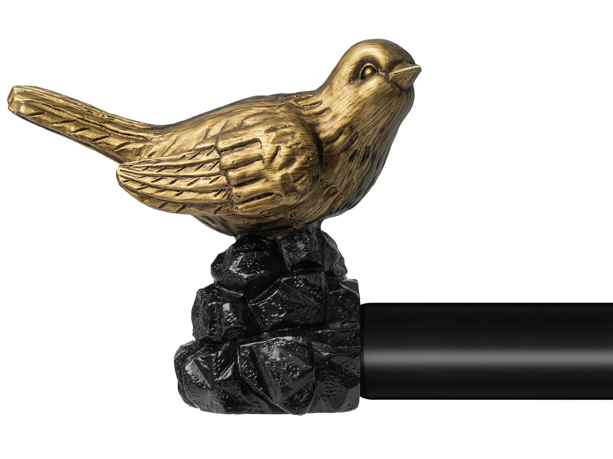 KVEEO 1 or 7/8 Inch Bird-Shaped Decorative Finials for Curtain Rods,Curtain Rod Ends Metal Curtain Rod Finials Ends Easy to Install Set of 2 Rod End (Gold)
