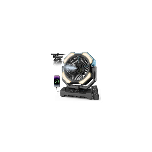 Aopircs Camping Misting Fan - 24000mAh Portable Battery Powered Fans with 9oz Water Tank, Light, Hook - Rechargeable, 120H Cooling, Last 5H Mist, 4 Speed, Sleep Mode - Outdoor Gear, Travel Essentials