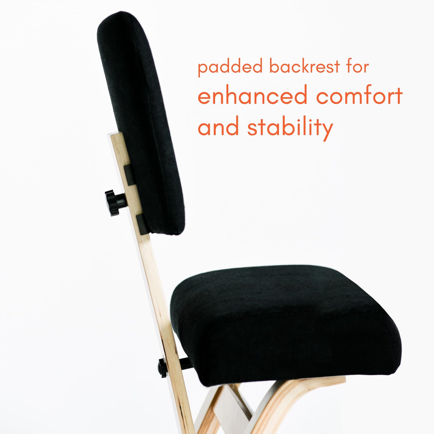 Sleekform East Austin Kneeling Chair with Back Rest - Black, Ergonomic