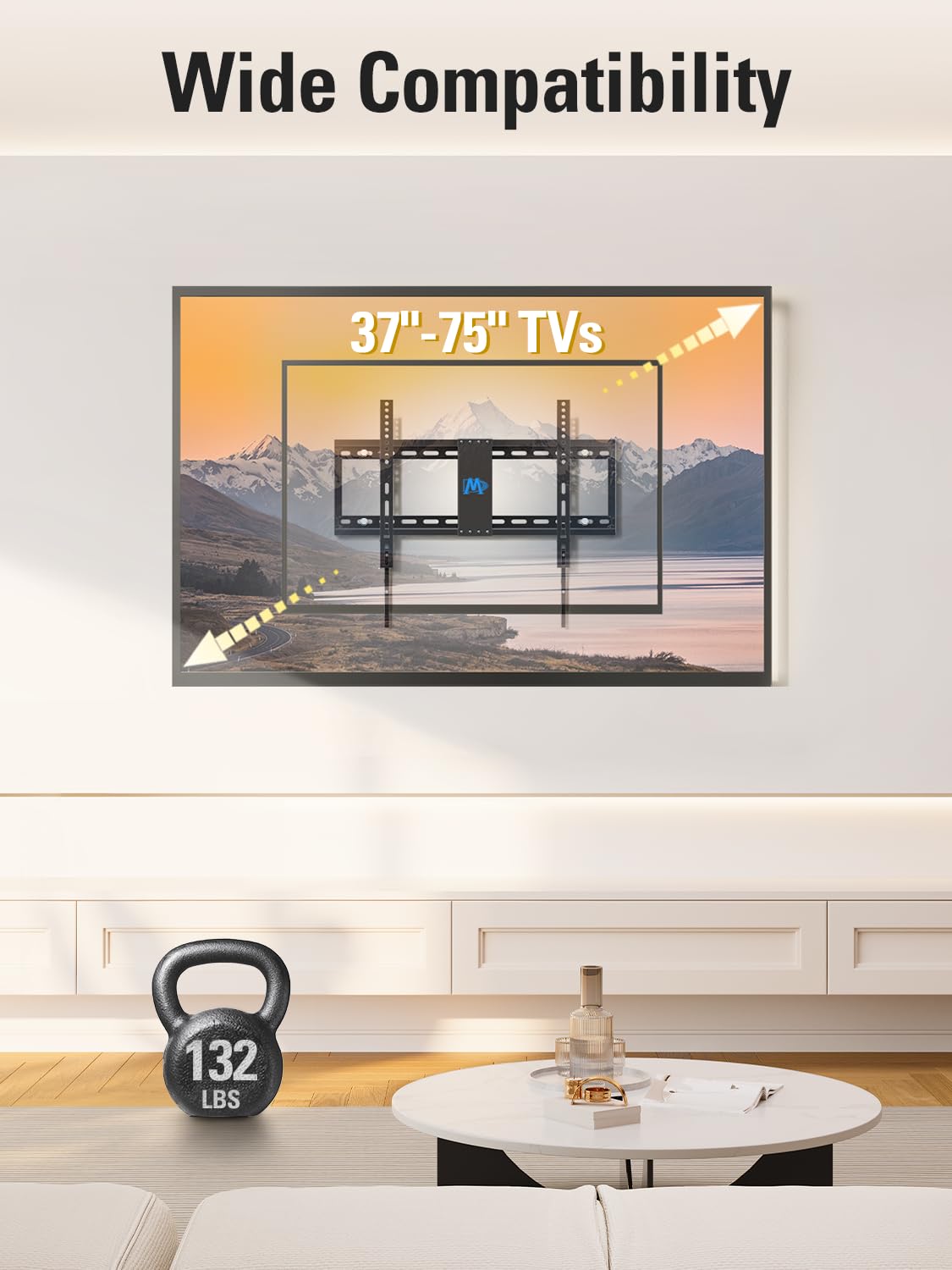 Mounting Dream Tilting TV Wall Mount for Most 37-90 Inch TVs up to 132lbs