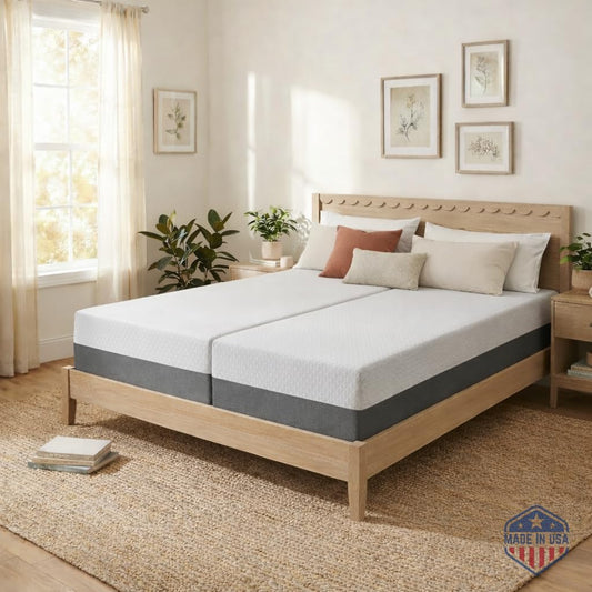Celestial Sleep 12 Inch Split King Mattress, Made in The USA, CertiPUR-US®, Oeko-Tex®, and Fiberglass-Free™ Certified Cooling Bed, Gel Memory Foam Mattress in a Box - Soft