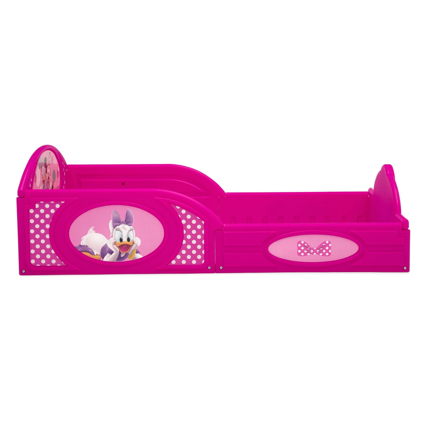 Delta Children Disney Minnie Mouse 4-Piece Toddler Room-in-a-Box Set – Includes Sleep and Play Toddler Bed, Table, 1 Chair and Toy Box, Pink