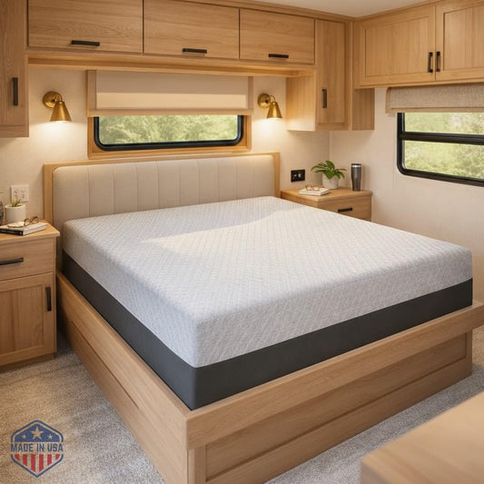 Celestial Sleep 8 Inch RV Short Queen Mattress, Made in The USA, CertiPUR-US®, Oeko-Tex®, and Fiberglass-Free™ Certified Cooling Memory Foam Camper Bed - Firm