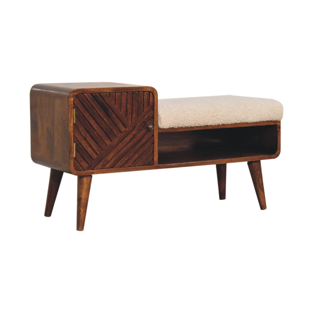 Artisan Furniture Solid Wood Boucle Carved Chestnut Telephone Table