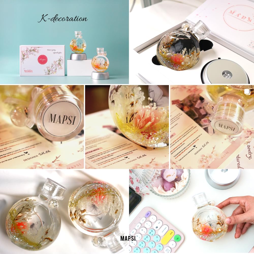 MAPSI Preserved Flowers in Glass Bottle, Handcrafted Floral Decor