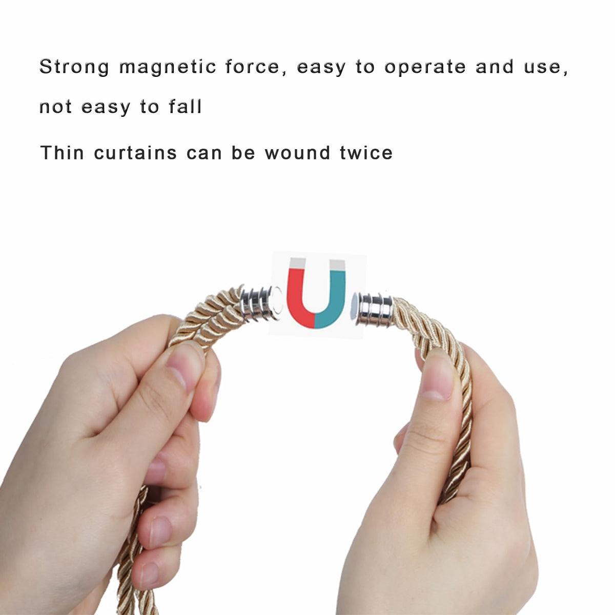 Fenghuangwu Magnetic Curtain Tiebacks Handmade Tassel Drapery Holdback,2P