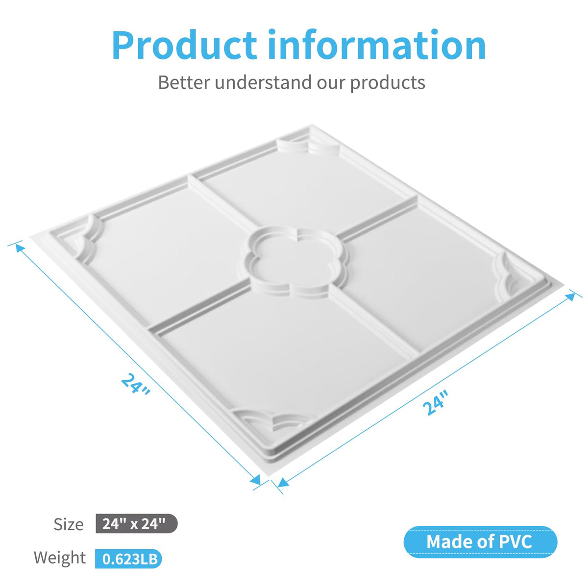 Art3d Drop Ceiling Tiles for Suspended Grid, 2 x 2 ft, 12-Pack, White