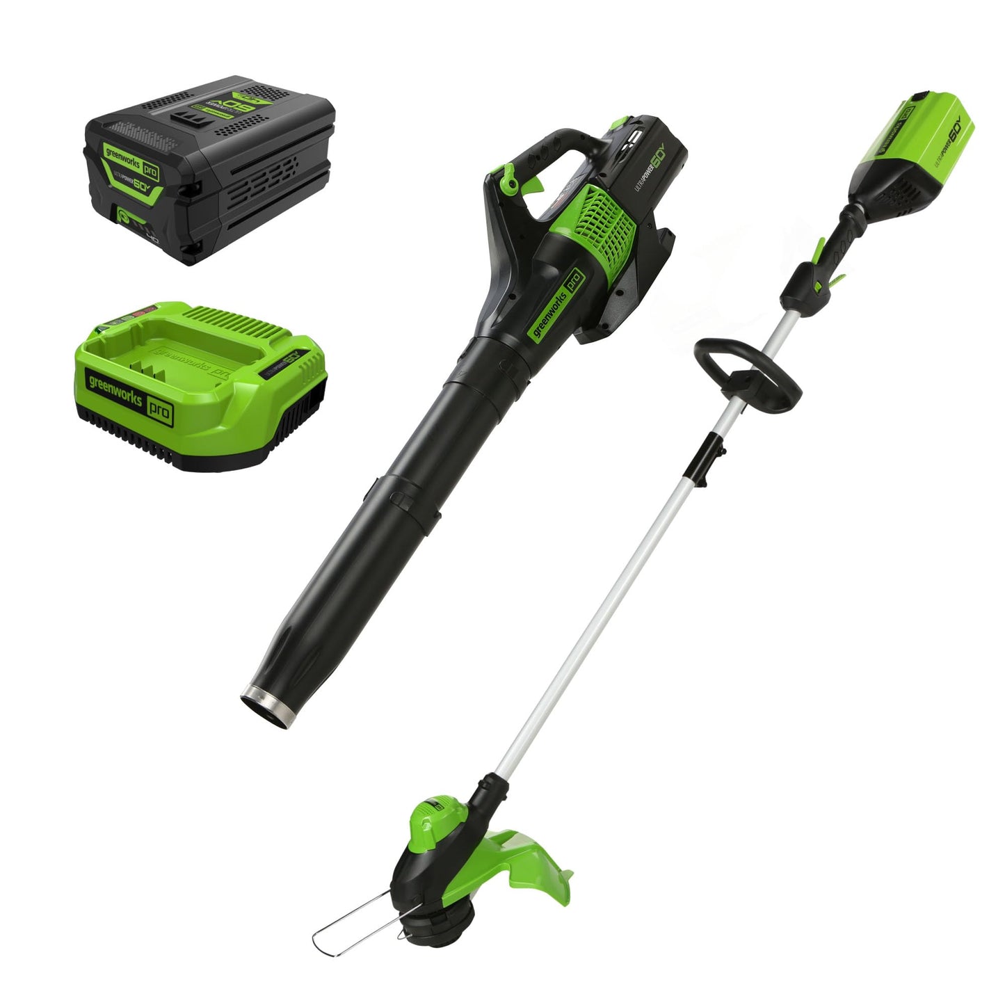 Greenworks 60V Cordless Yard Tool Combo Kit with 4.0Ah Battery & Charger – 13" Dual-Line String Trimmer and 540 CFM Leaf Blower