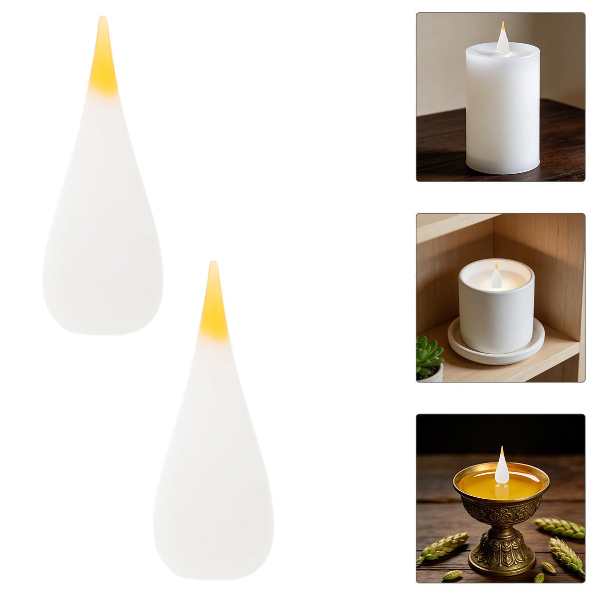 10pcs Silicone Flame Tip Candle Shade White Flameless LED Replacement