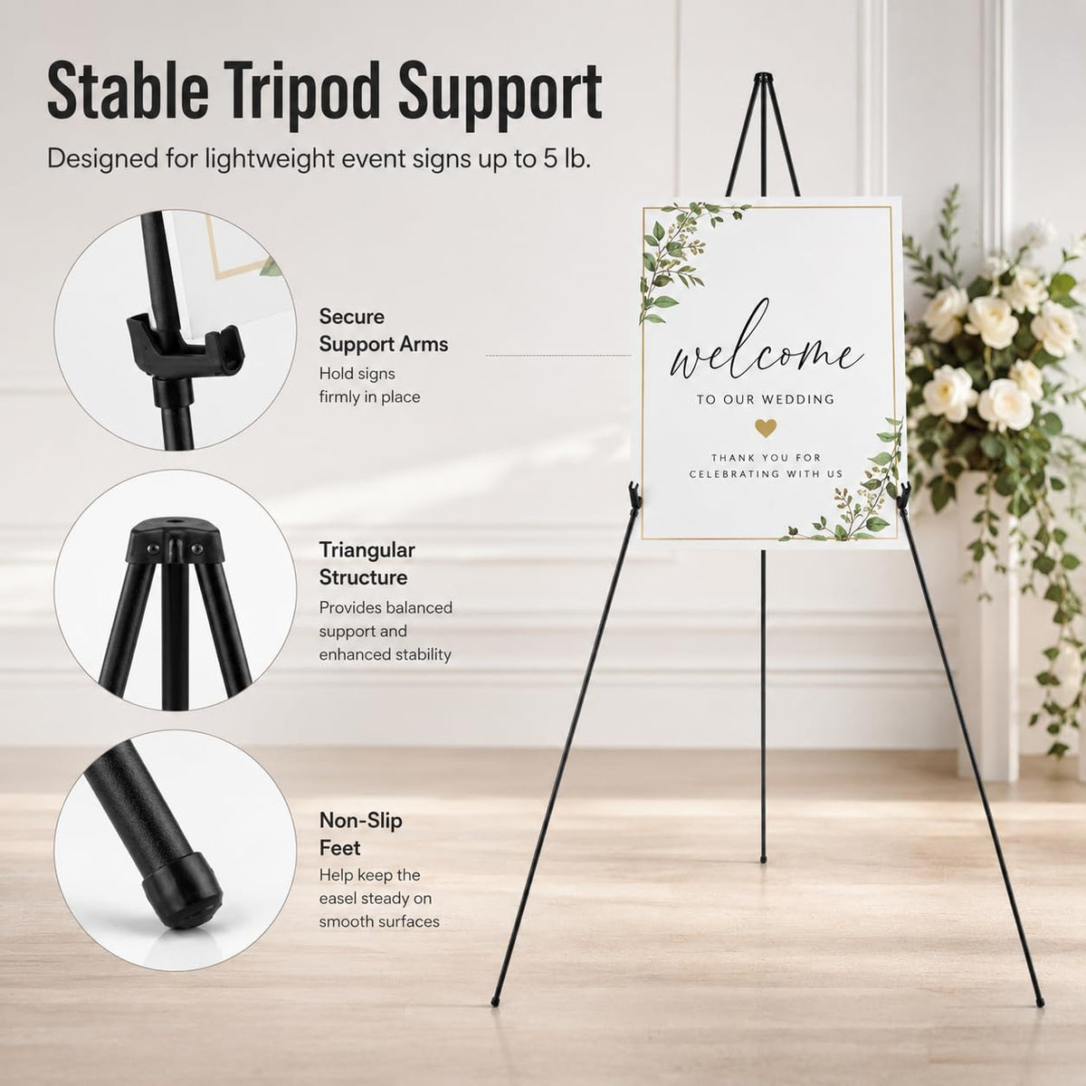 RRFTOK 63 Inch Easel Stand for Sign, Poster Stand and Wedding Sign
