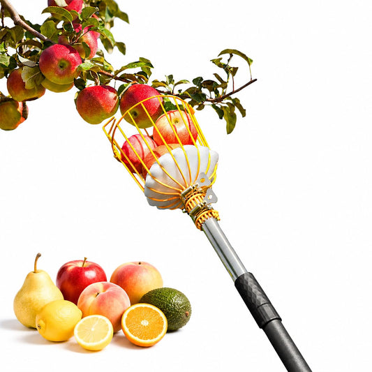 BlumeTrec 9FT Fruit Picker with Basket, Apple Picking Tool 35–105 Inch Adjustable Pole, Long-Handle Mango Grabber, Tree Fruit Catcher for Harvesting Lemon Pear Orange Avocado Peach Citrus Grapefruit