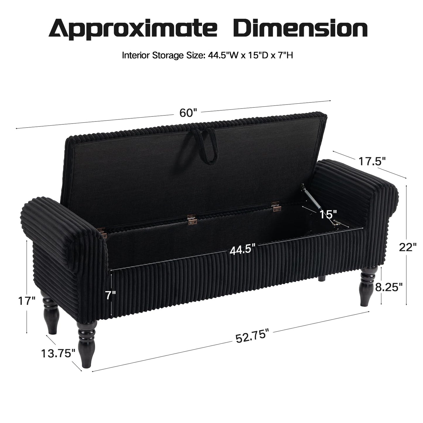 ATOMSPACE 60" Storage Bench for Bedroom,End of Bed Bench with Storage