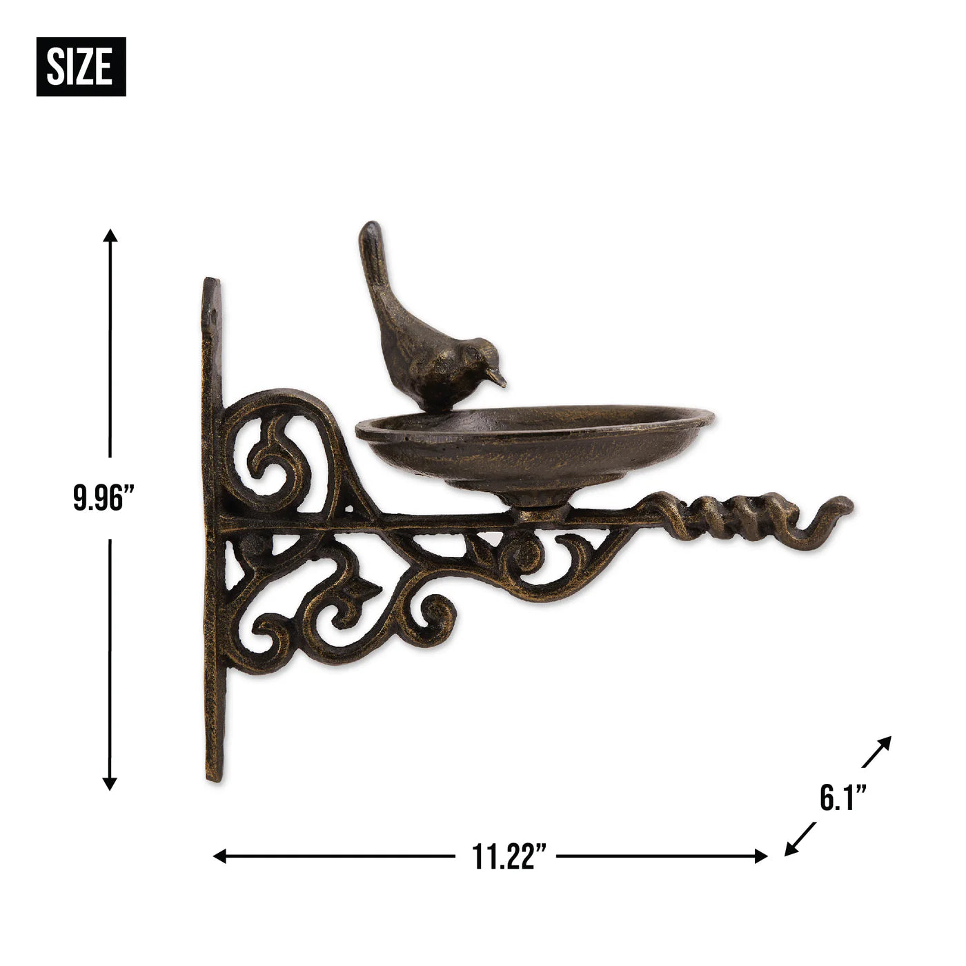 WALL MOUNTED ORNATE CAST IRON BIRD FEEDER