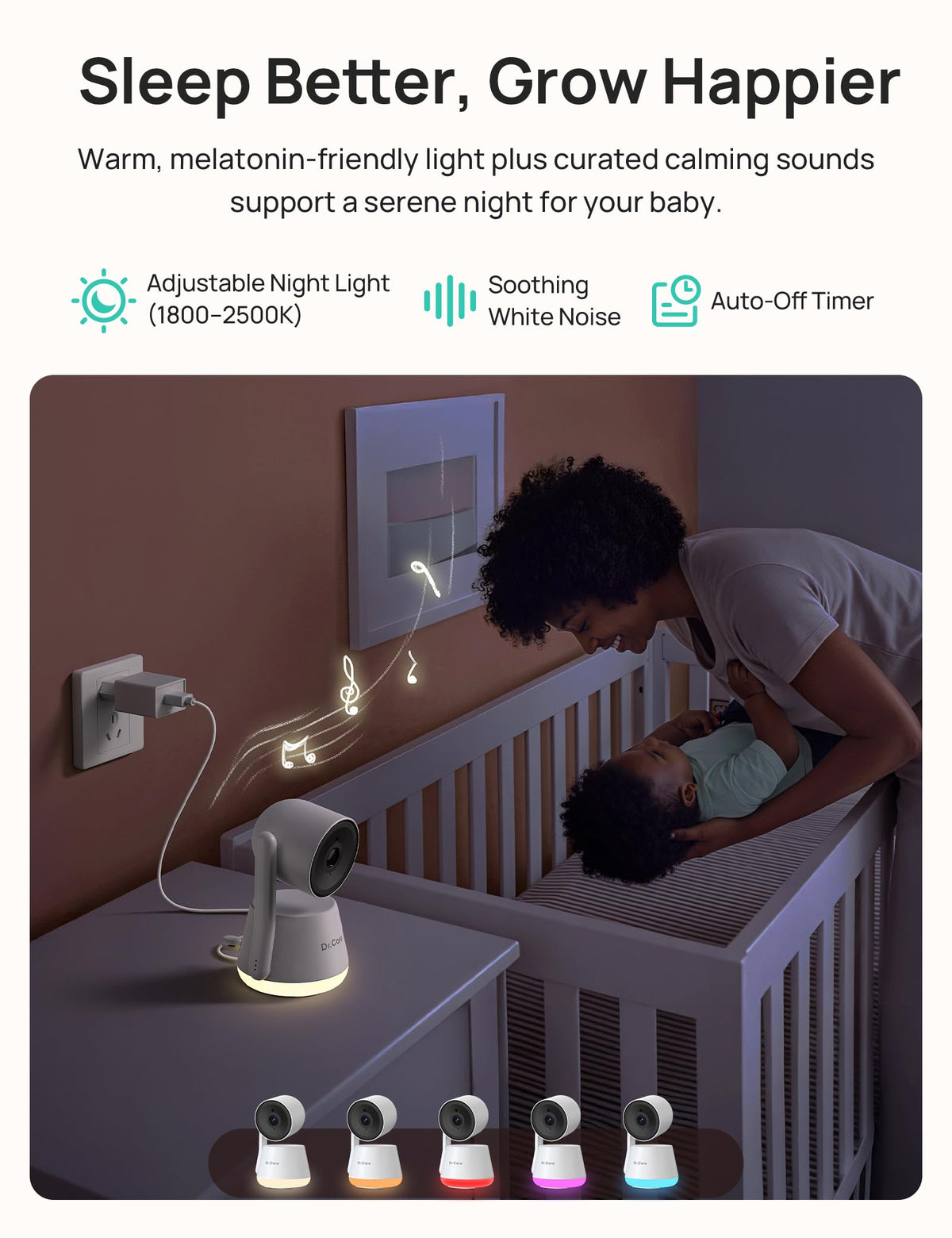 Dr.Care LumiView Plus Smart WiFi Baby Monitor with Clip Mount, 5.5" 1080P