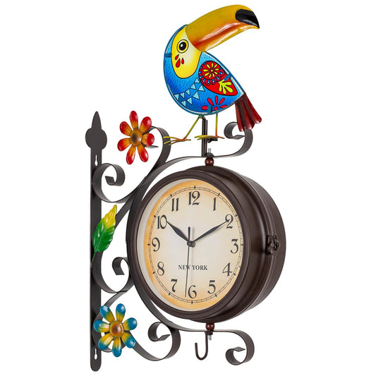 HOBYLUBY Vintage Indoor Outdoor Clock，Double Sided Wall Clock