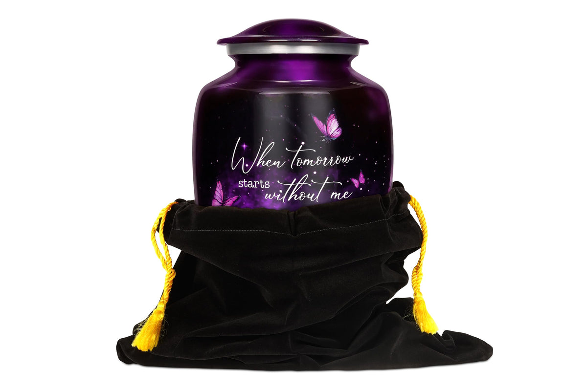 Purple Butterfly Urn for Human Ashes Adult with Secure Lid
