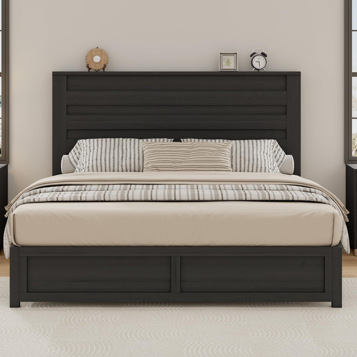 Albott Farmhouse Queen Platform Bed with 49" Headboard & Footboard