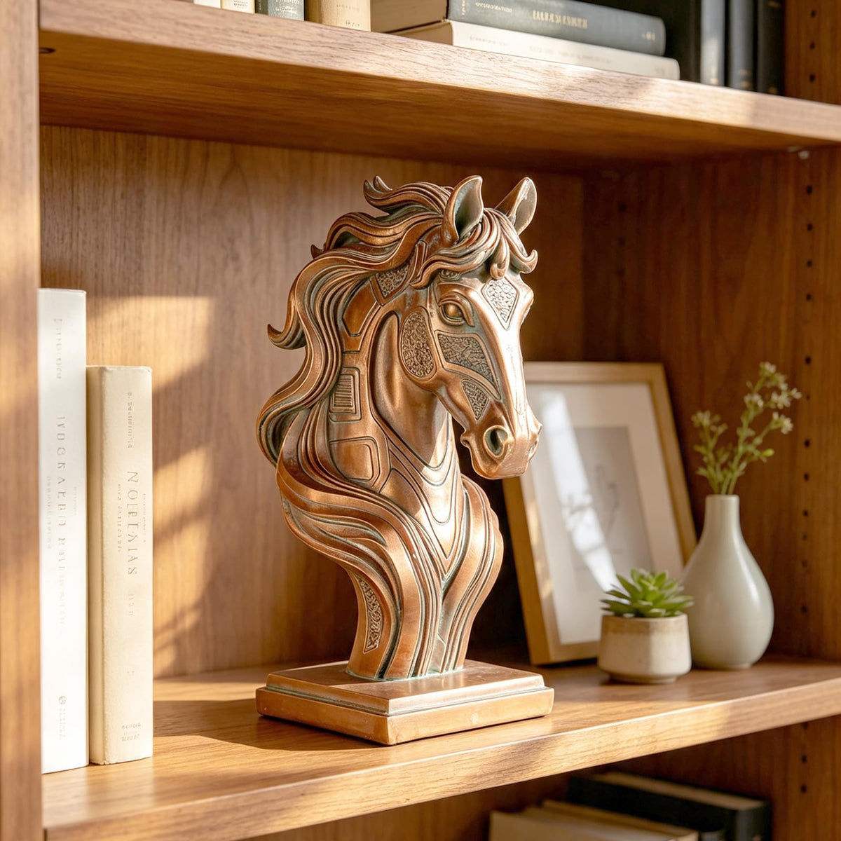 MONAMOSS Horse Head Statue, Animal Equine Bust Sculpture for Home Decor