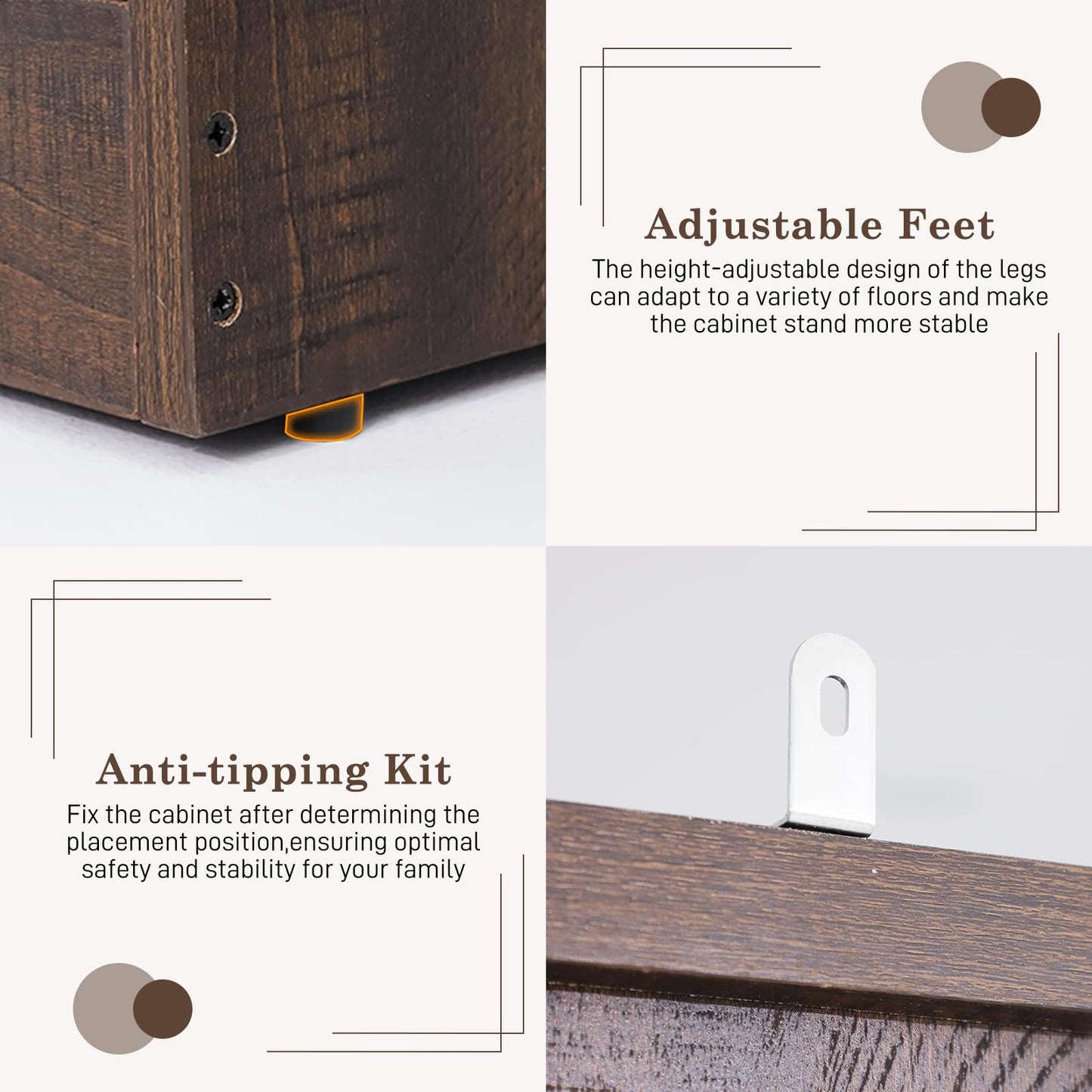 Farmhouse 4 Doors Armoire Wardrobe Closet w/Folding Sliding Barn Door and Lights, LED Armoire Closet w/Drawers for Bedroom, Freestanding Wooden Wardrobe Storage Closets w/Hanging Rod,Rustic Brown