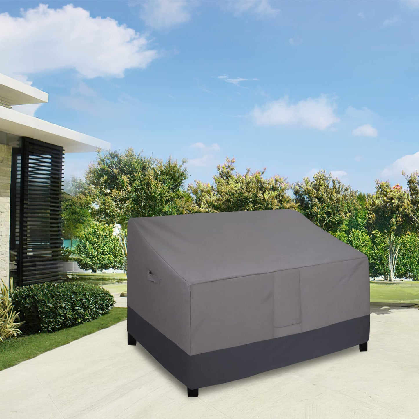 Easy-Going Heavy Duty 2 Seater Outdoor Loveseat Cover, Waterproof Windproof Patio Furniture Sofa Cover with Air Vent (76Wx32.5Dx33H inch, Gray/Dark Gray)