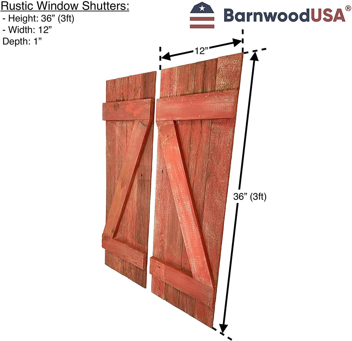 BARNWOODUSA Decorative Shutters Set of 2 Rustic Farmhouse Window Shutters