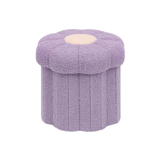 B FSOBEIIALEO Storage Ottoman Foldable, Sunflower Shaped Small Footrest Collapsible Folding Seat Bench for Bedroom Living Room Entryway, Faux Teddy Fur, Purple 12.6"x12.6"x11.4"