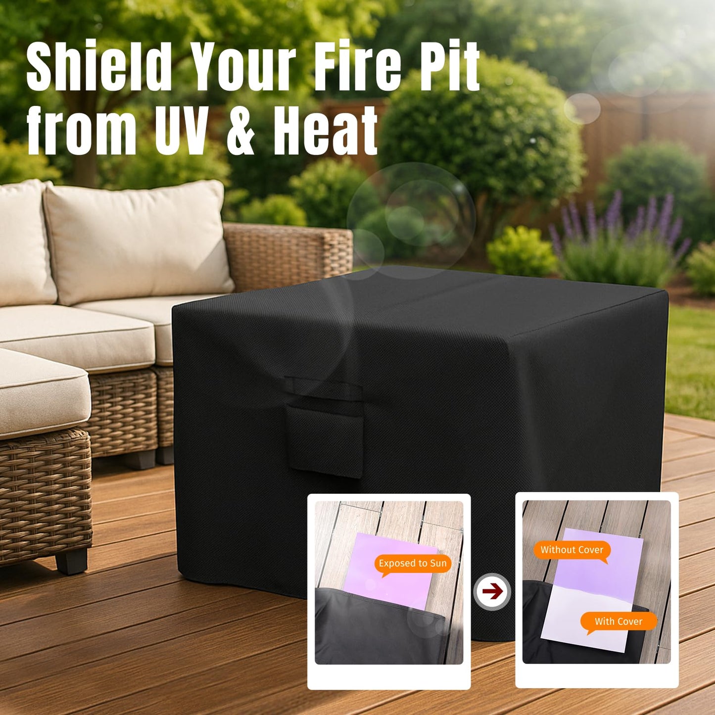 SHINESTAR Fire Pit Cover Square for 28"-32", 600D Heavy Duty