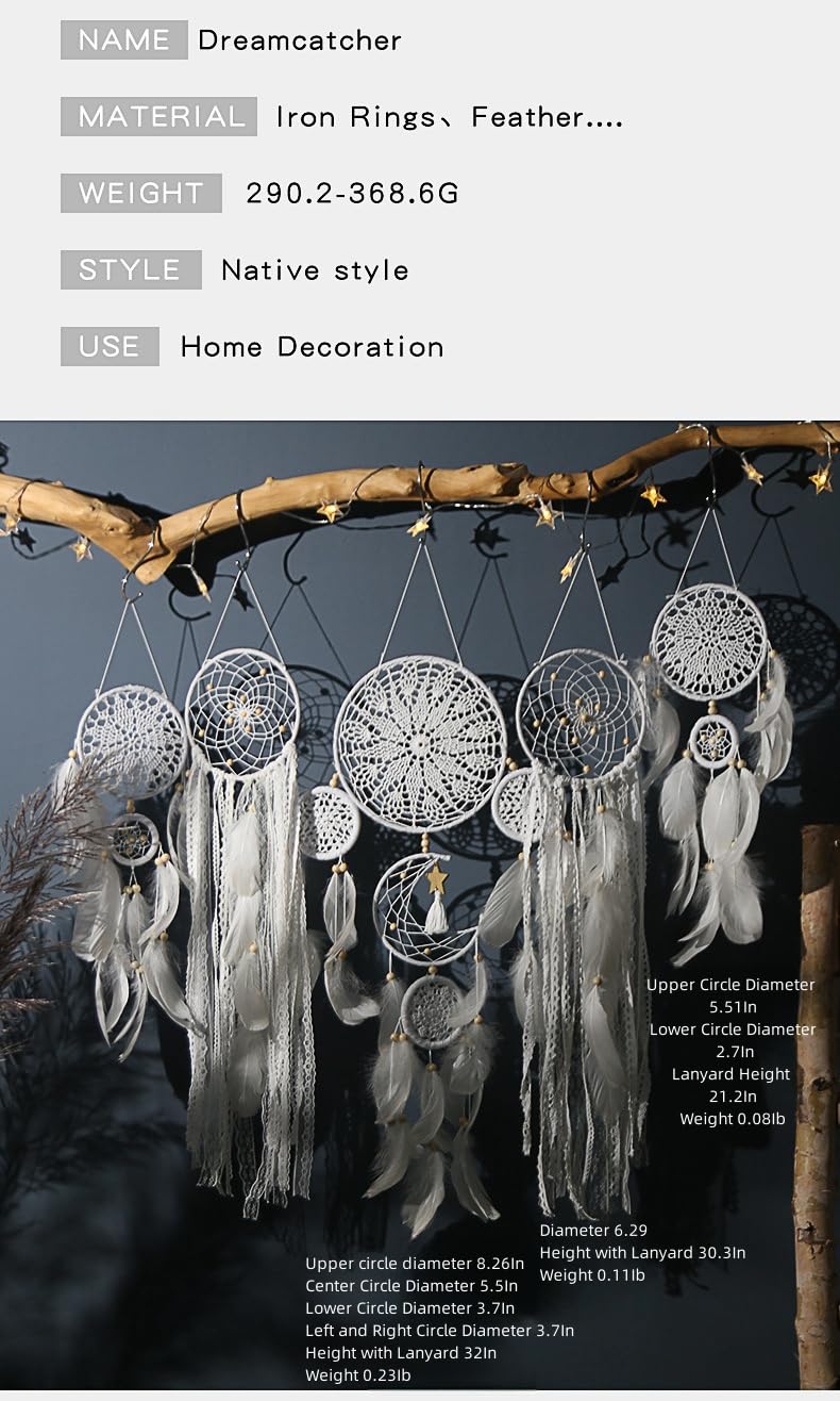 5 Pack Bohemian Ornaments,Dreamcatcher Gift Boho Native American Decor, Handmade Dreamcatcher for Girls, Boys, Adults, Kids Room,Witchy Gifts (Camel)
