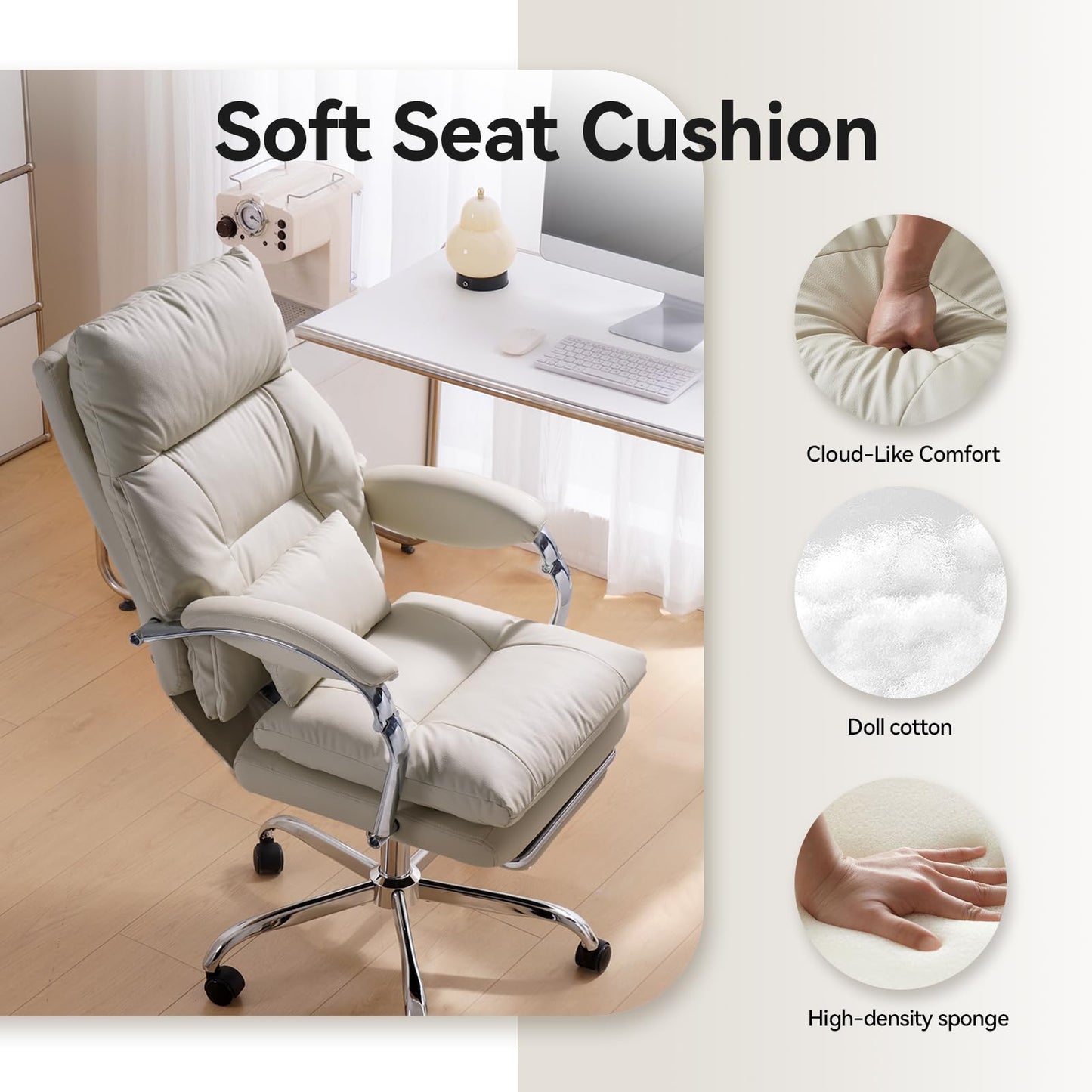 LEAGOO Office Chair with Foot Rest, Ergonomic Executive Chairs with Arms