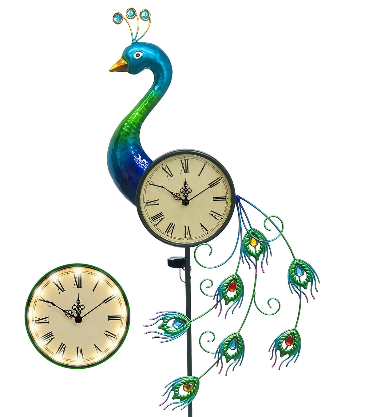 Twirleternity Outdoor Clock with Garden Stake and Illuminated Dial