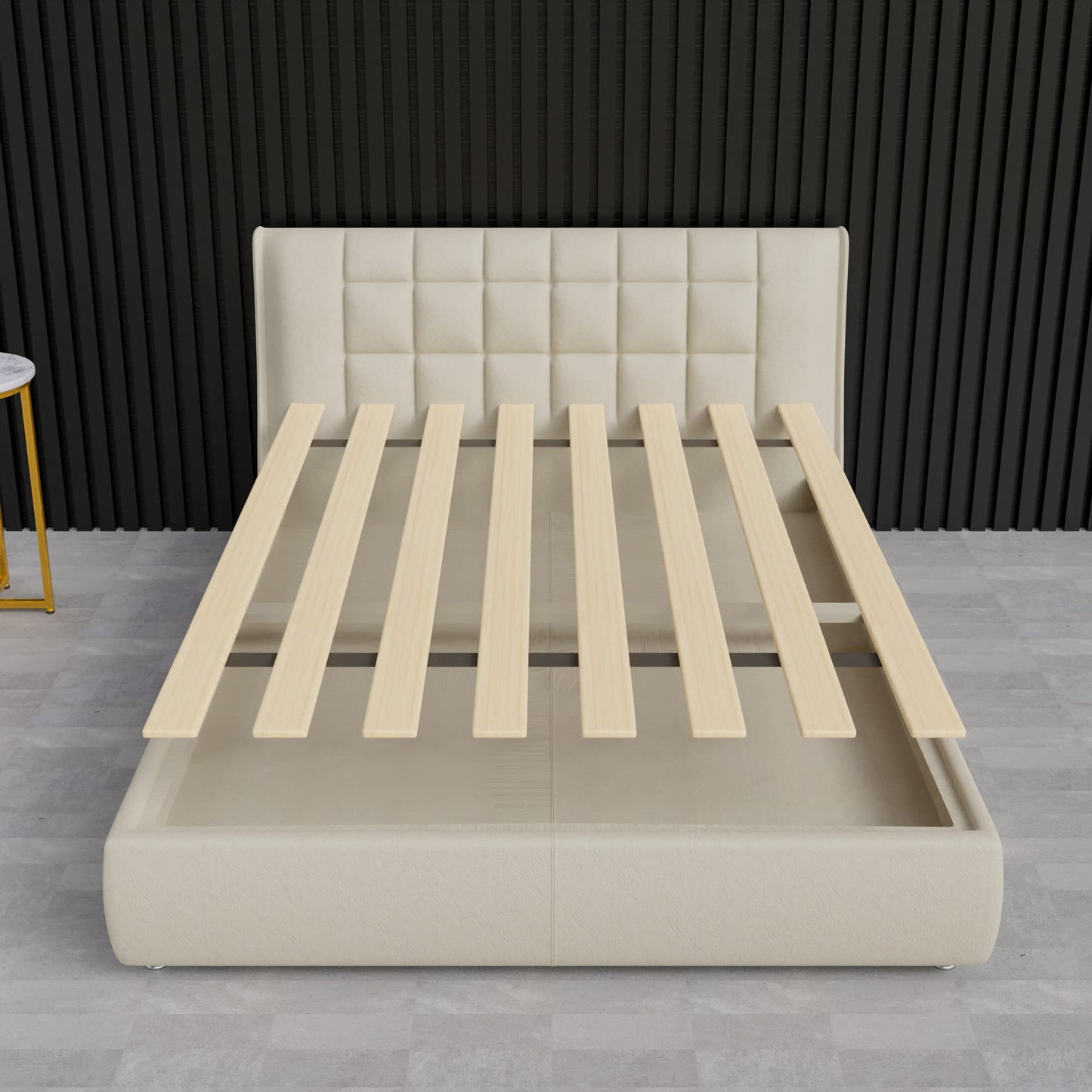 Greaton, 0.68-Inch Vertical Wooden Bunkie Board/Bed Slats, Full XL, Beige
